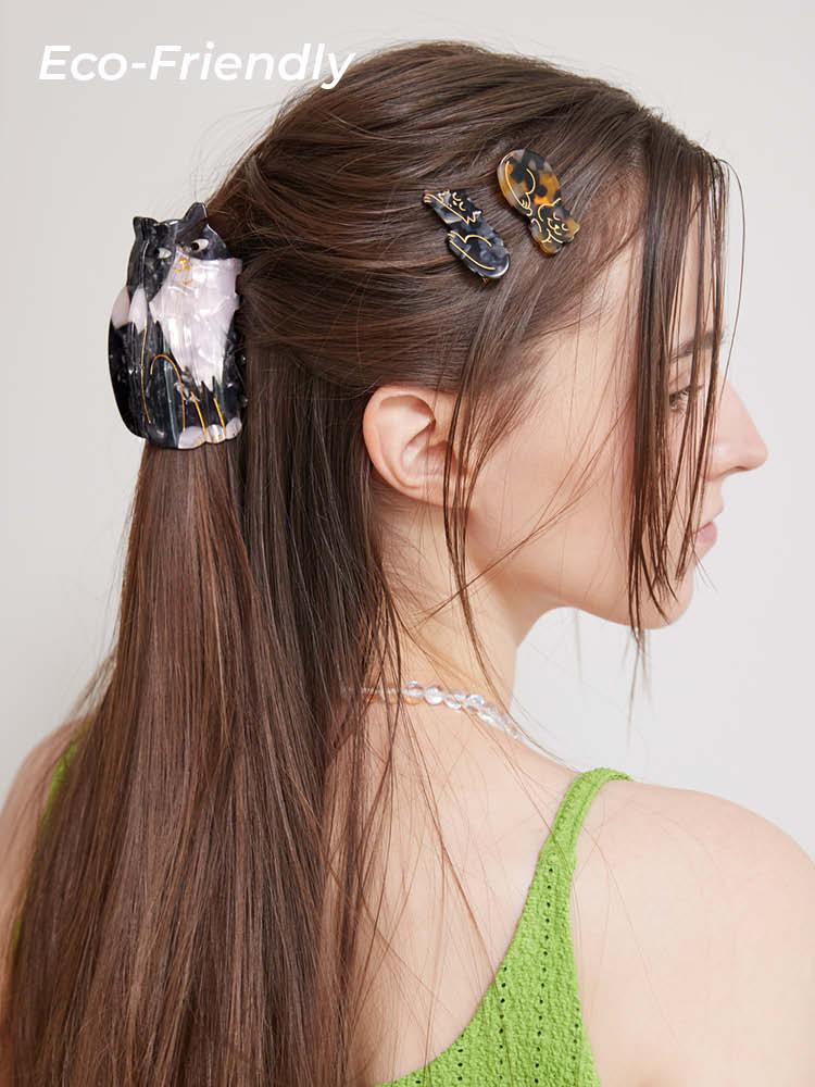 턱시도 고양이 헤어 집게핀