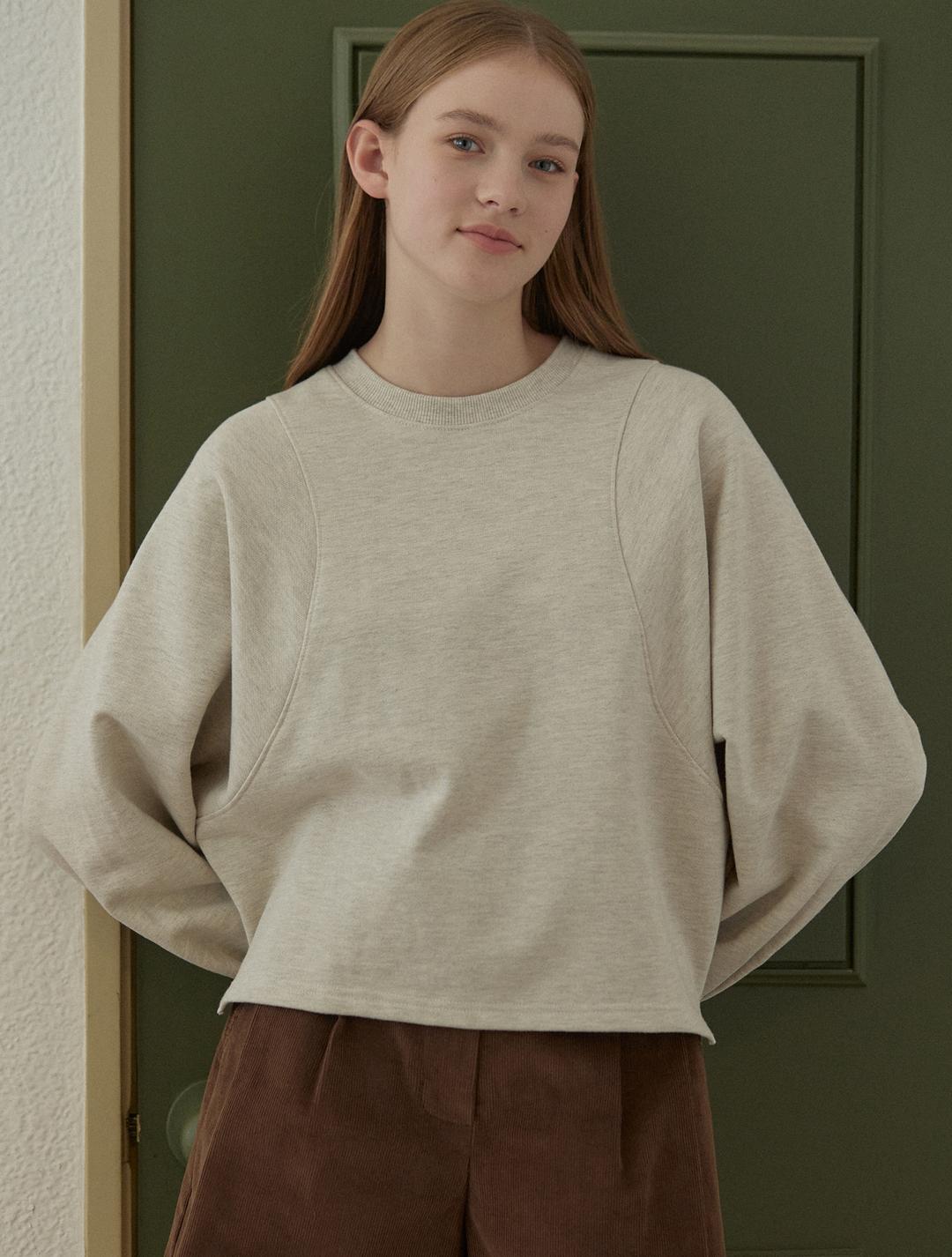 Curved Line Sweatshirt - Oatmeal