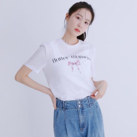 리본 프린팅 반팔 티셔츠(1color)_RMHWE24RT1