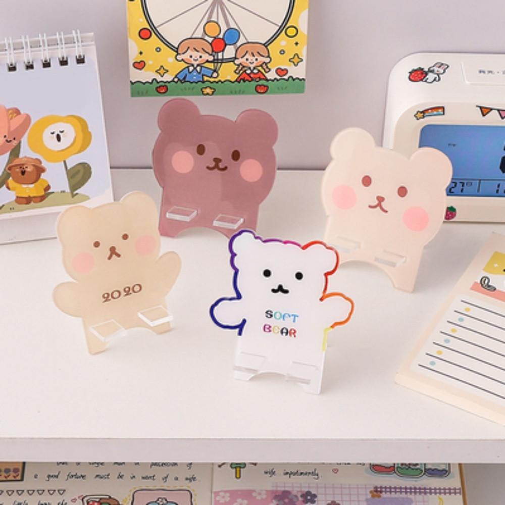 귀여운 곰돌이 아크릴 책상 핸드폰거치대 휴대용 미니폰거치대