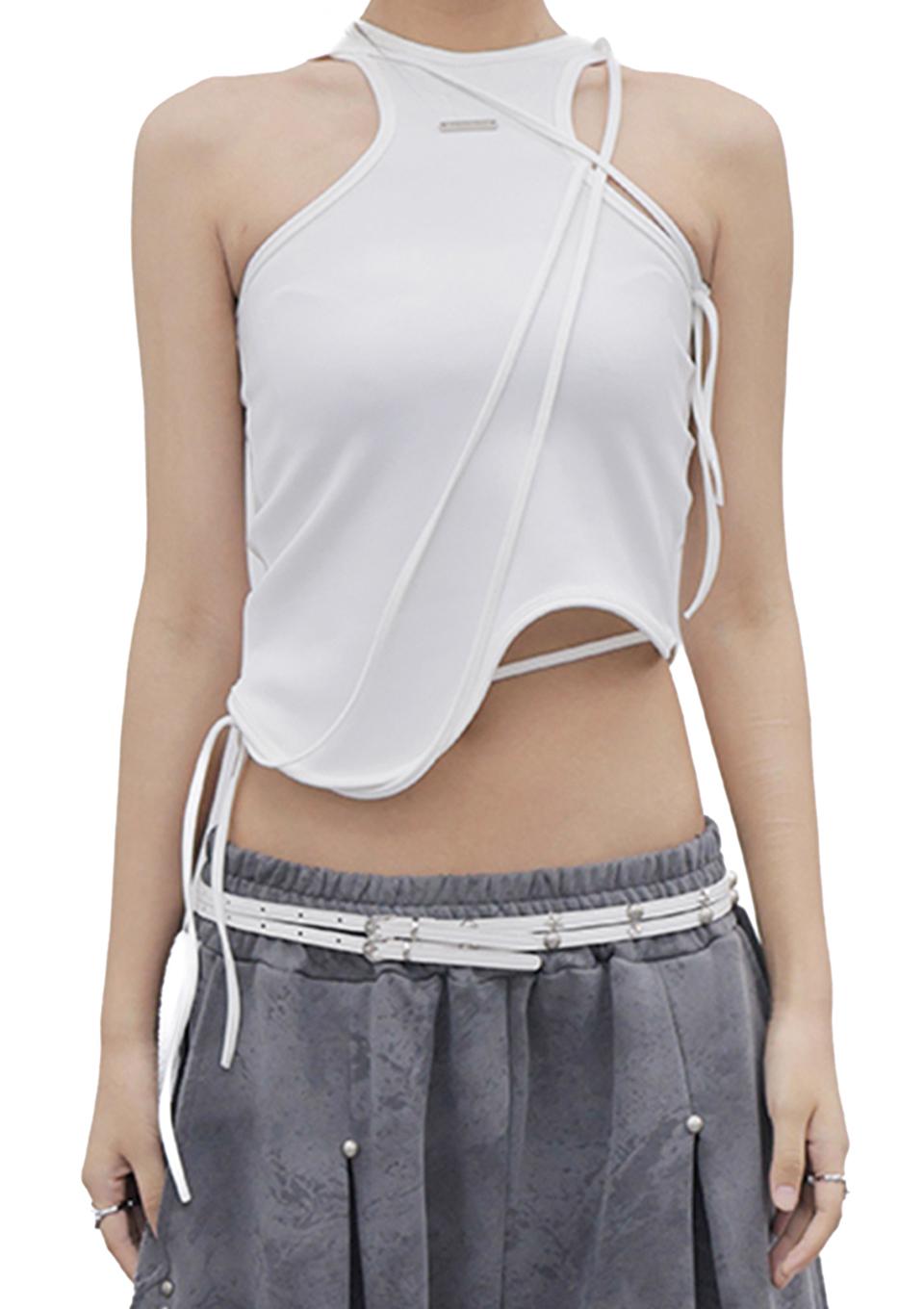 웨이브 끈 나시_화이트WAVE STRAP SLEEVELESS_WHITE