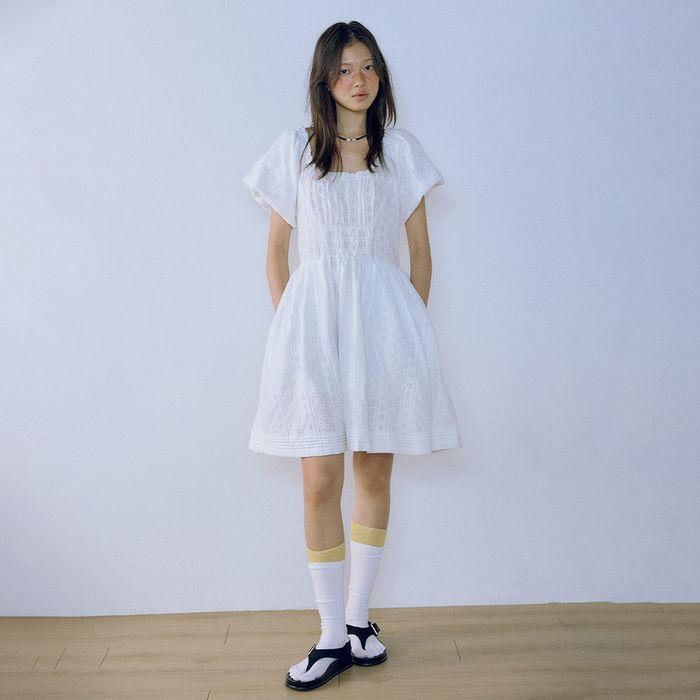 Cherry Puff Dress_White