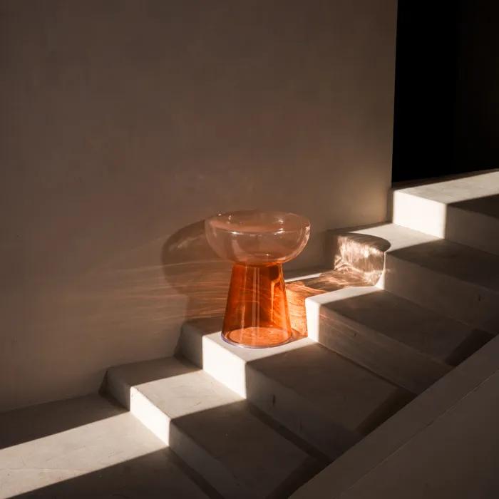 Red Two Tone Glass Side Table