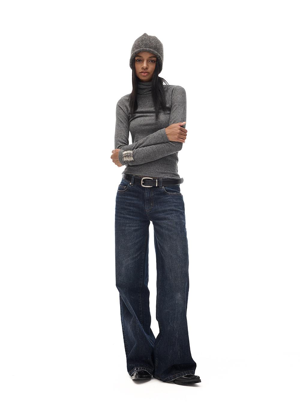 Blue Straight Pure Washed Casual Jeans