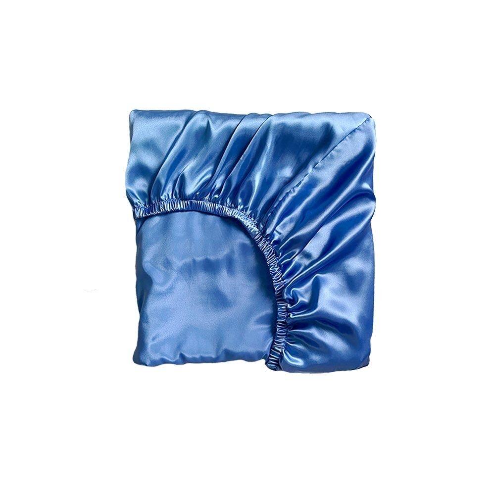 Cream Blue Satin 매트리스 커버