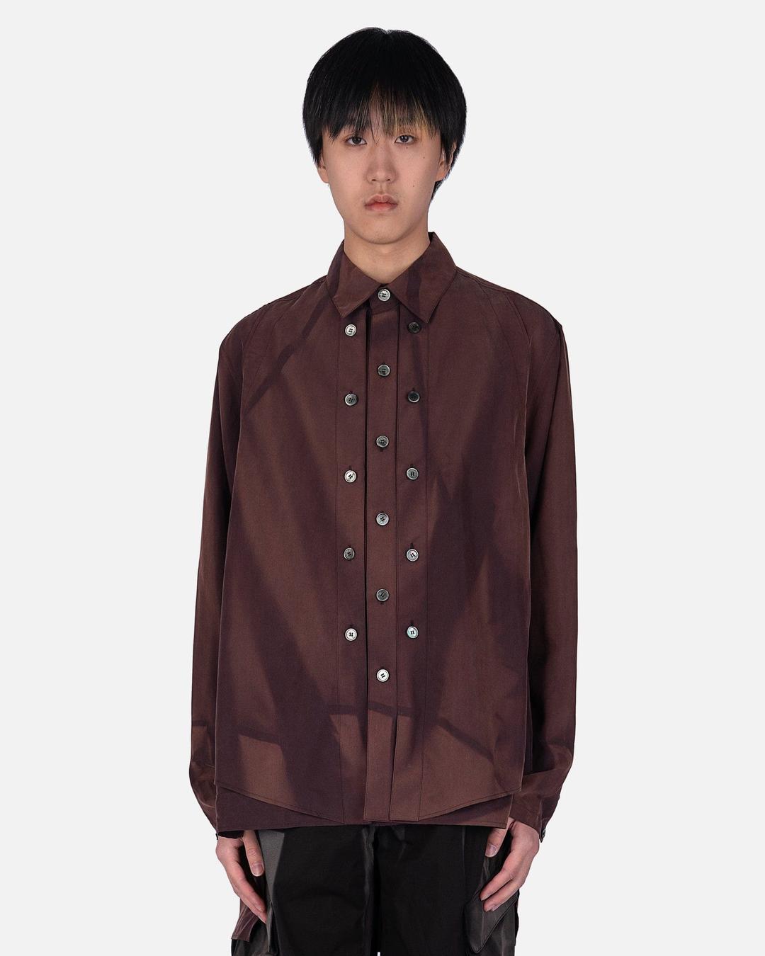 Sun-Bleached Layered Button Detail Shirt in Brown