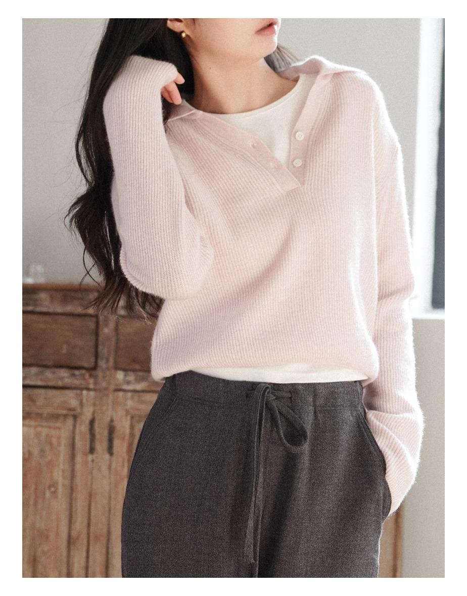 라본 헨리 브이 카라 니트 (4colors)