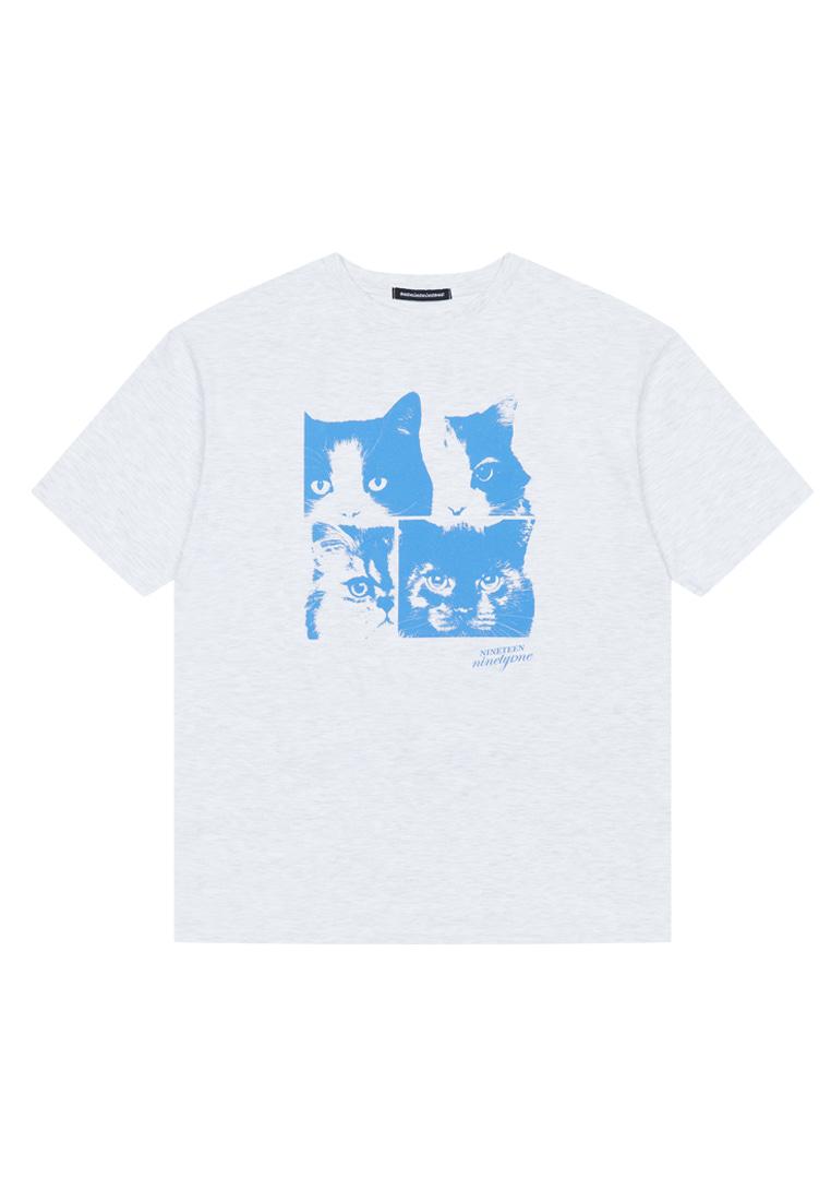 4 CATS OVER FIT TEE_MELANGE GREY