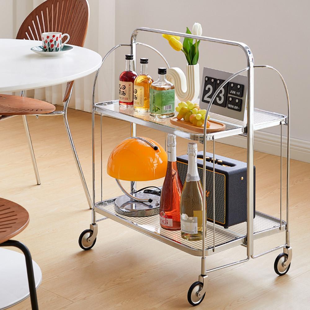 이케아 트롤리 접이식 2단 이동식 주방 카트 미드센츄리 회전 투명 스텐 웨건 서랍 모듈