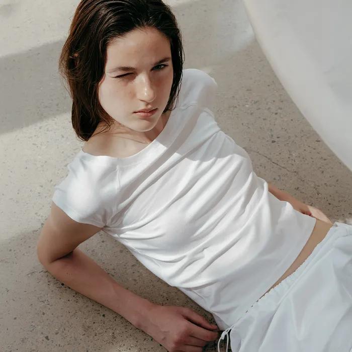 BOAT NECK SHORT SLEEVE JERSEY TOP