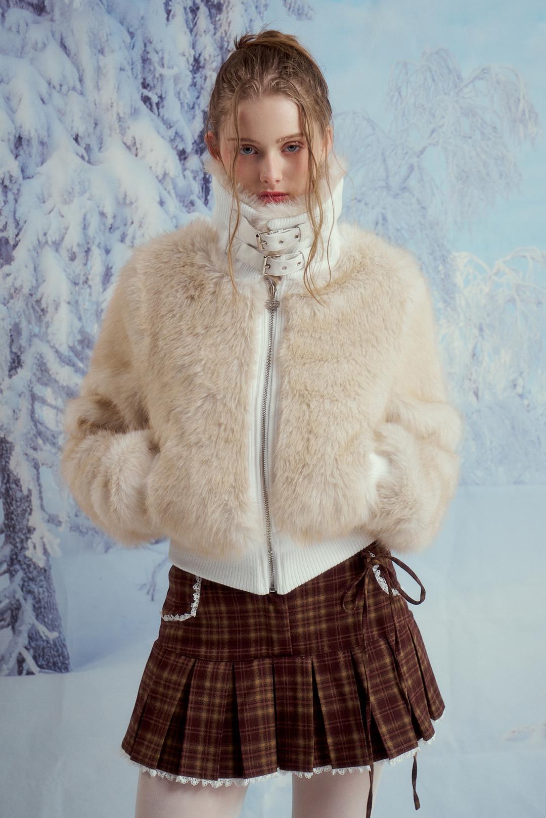 MIX FUR BUCKLE JACKET (CREAM)