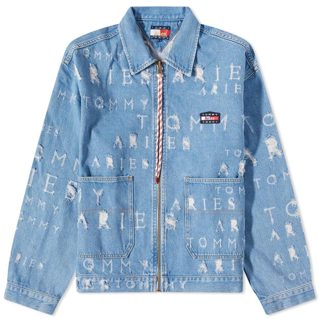 데님 자켓 x Aries Laser Denim Jacket DM0DM16539C57 Washed Blue