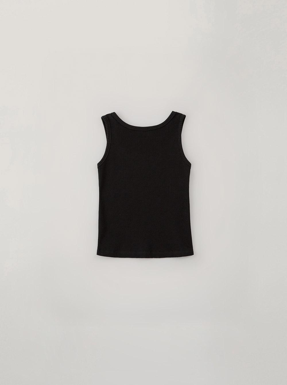 WAFFLE SLEEVELESS TOP_BLACK