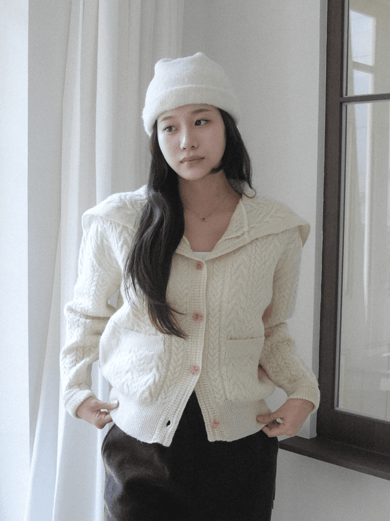 [NouArté] 베르시 울 케이블 가디건 (크림 아이보리)