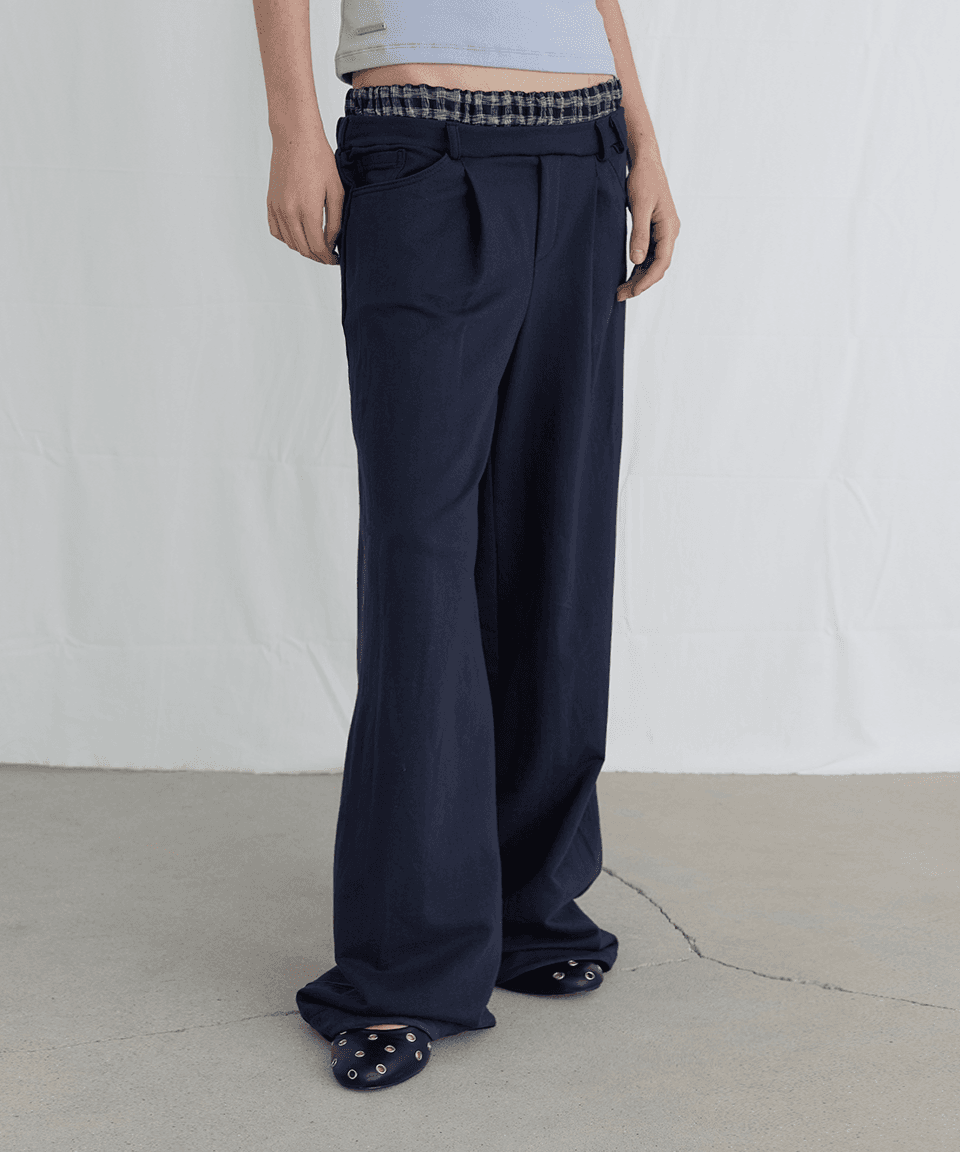 UNDERWEAR LAYERED SWEAT PANTS - NAVY