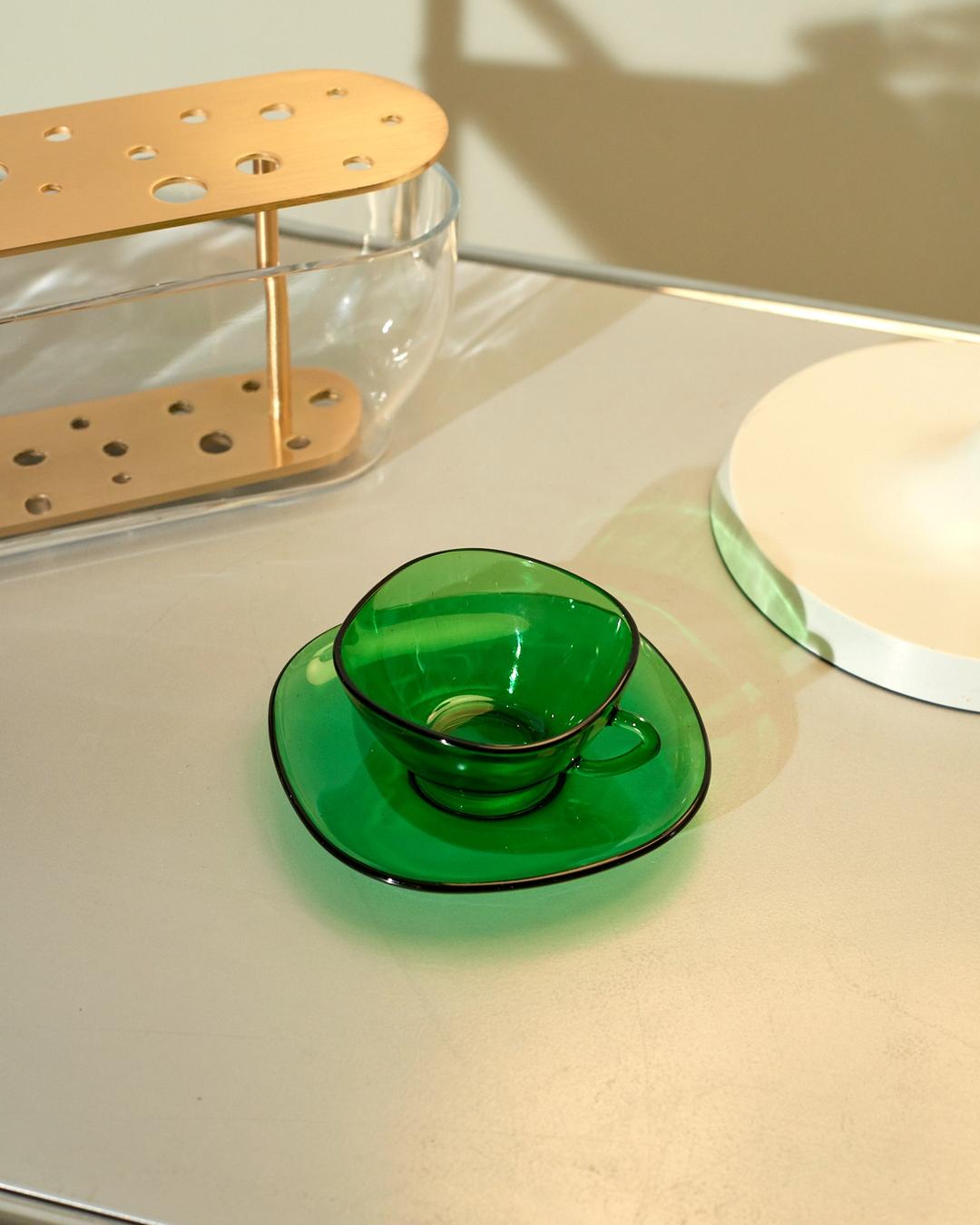 #1855 / Vereco Vintage Glass Cup Set Small (green)