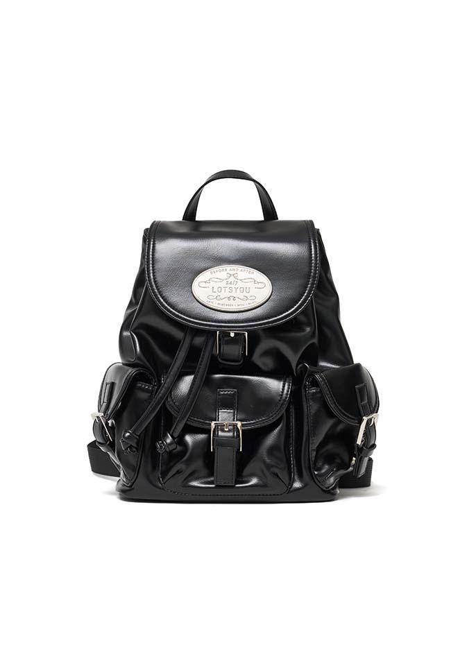 [4/12일 순차배송] lotsyou_Nostalgia chubby Backpack Leather Black