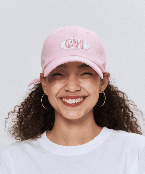 캠라운드 로고 볼캡 라이트핑크