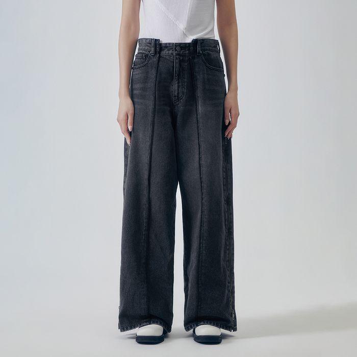 Utility Zipper Denim Pants [ Gray ]