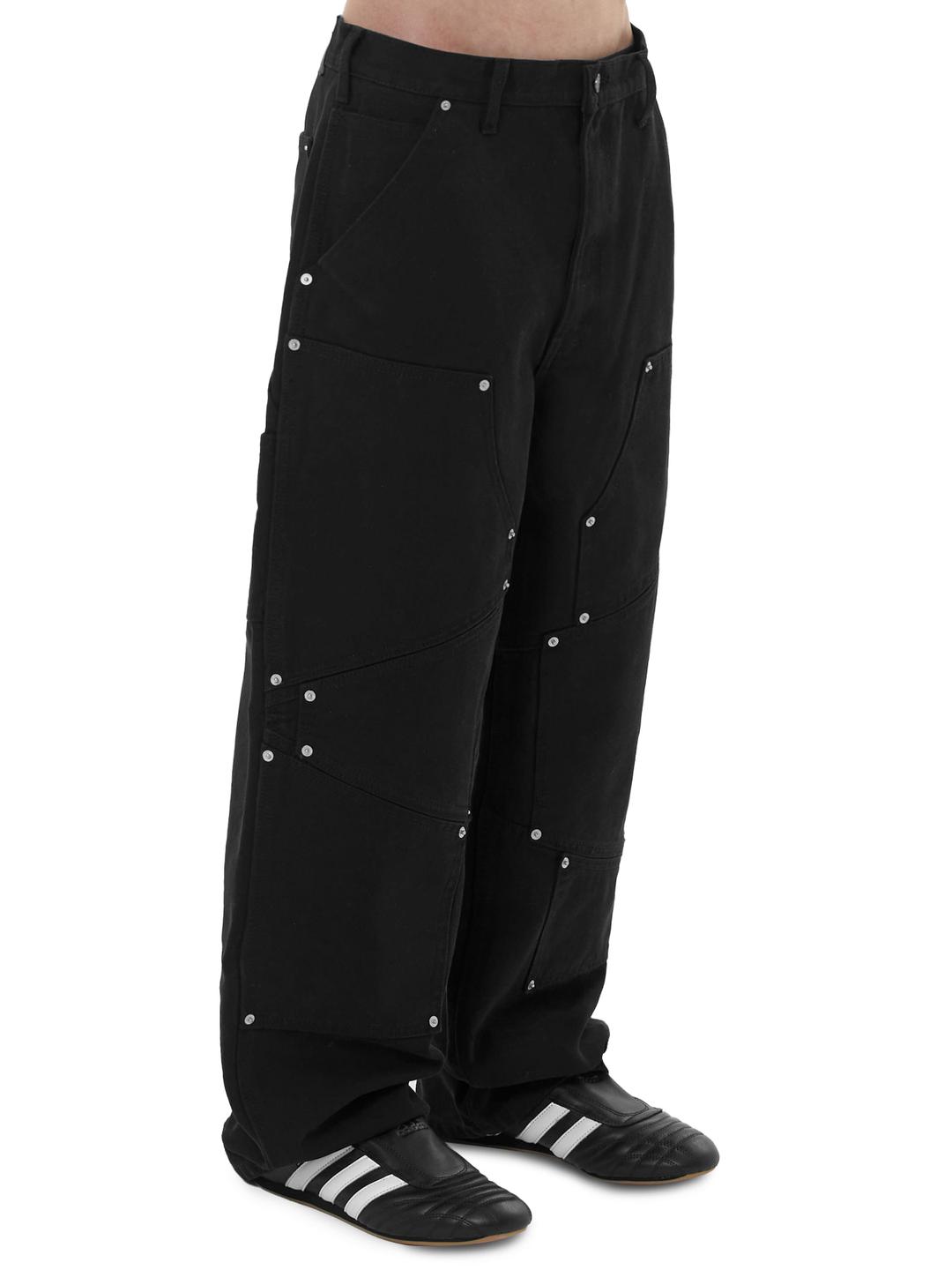 IRREGULAR RIVET CARPENTER PANTS - BLACK