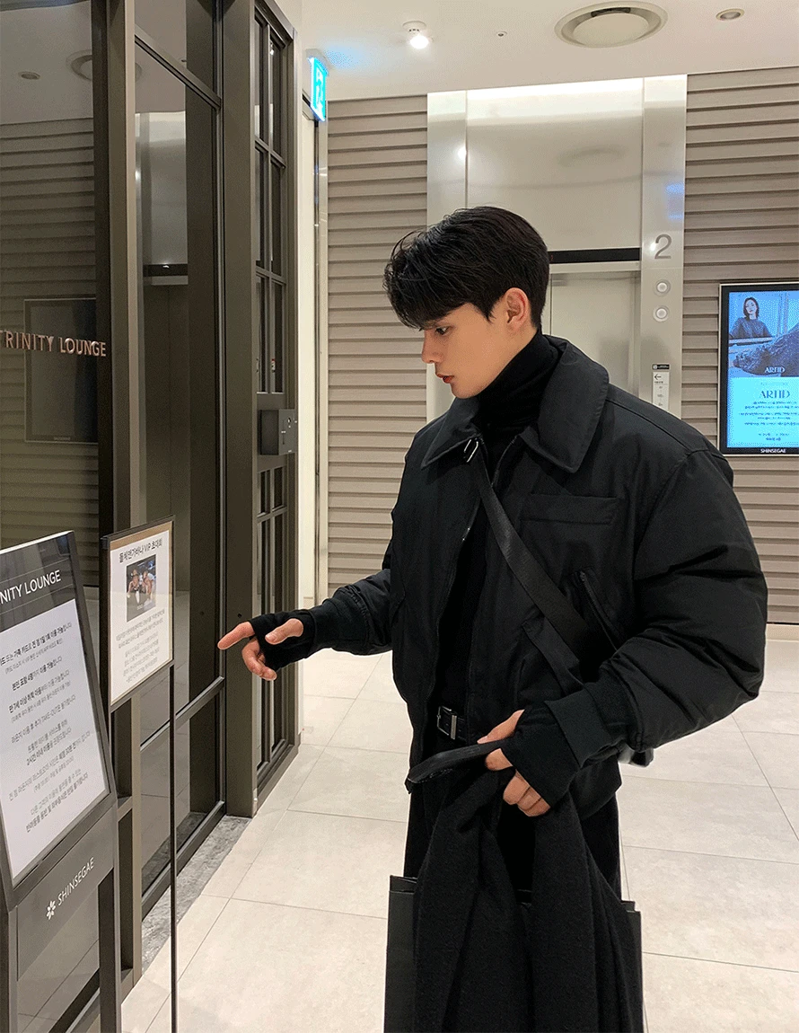 룩 빌리 플라이트 투웨이 오버핏 크롭 패딩 점퍼