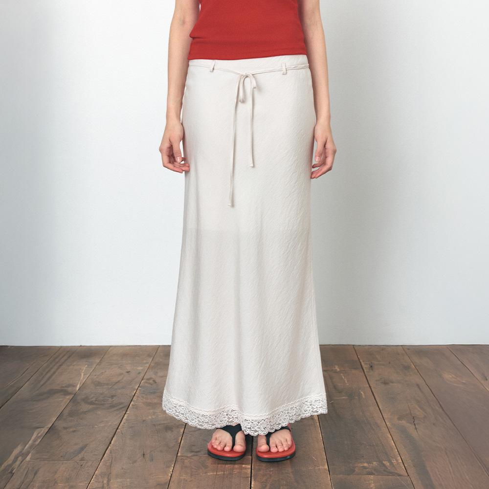 [2/27 예약발송] SIST9059 레이스 실키 롱 스커트_Cream