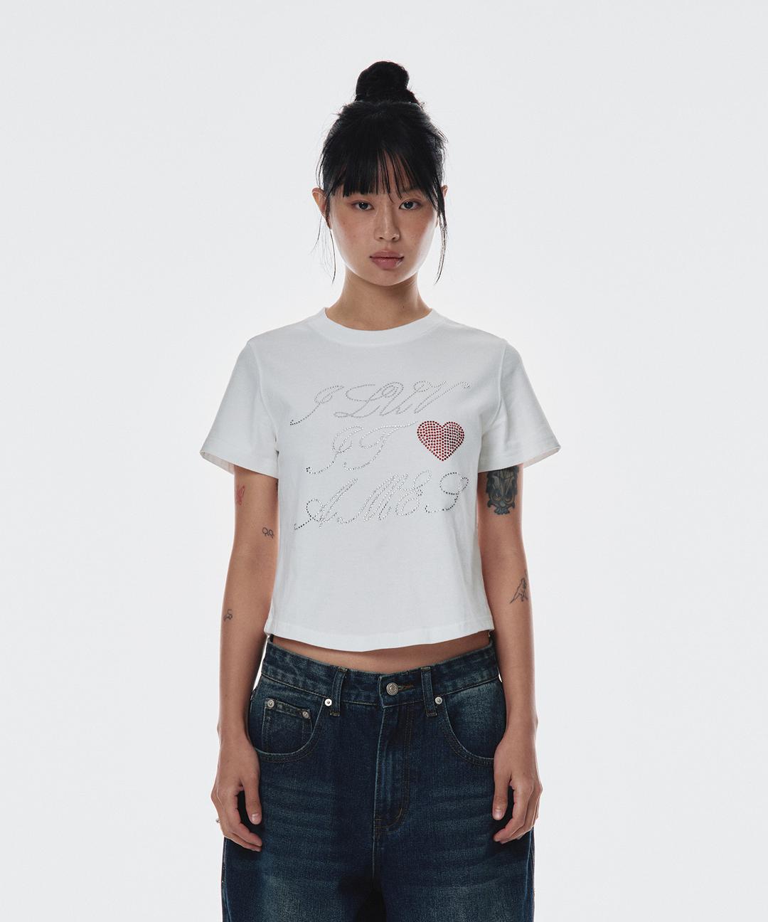 AMES HOTFIX CROP TEE WHITE