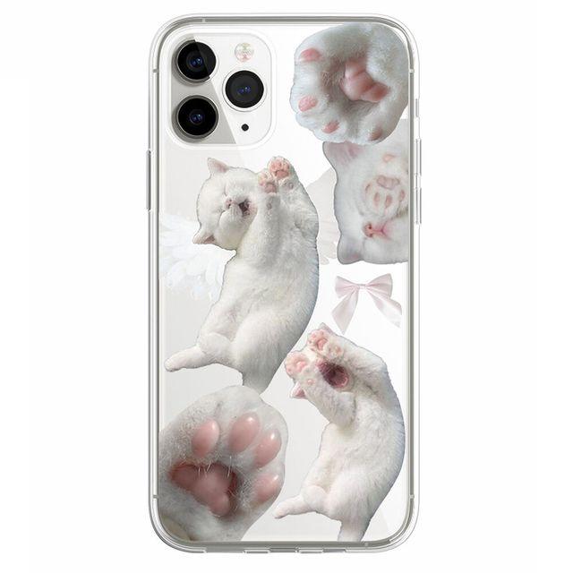 하품 아기 천사 냥이들 고양이 투명 젤하드 케이스