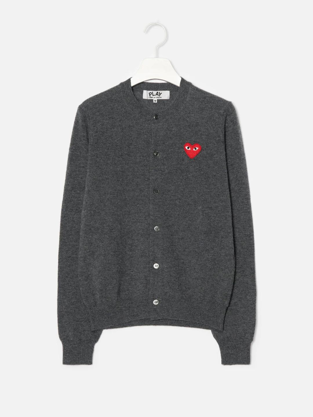 (Unisex) Red Heart Wappen Cardigan - Grey