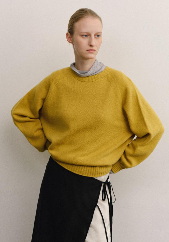 CASH MERINO WOOL ROUND KNIT_MUSTARD