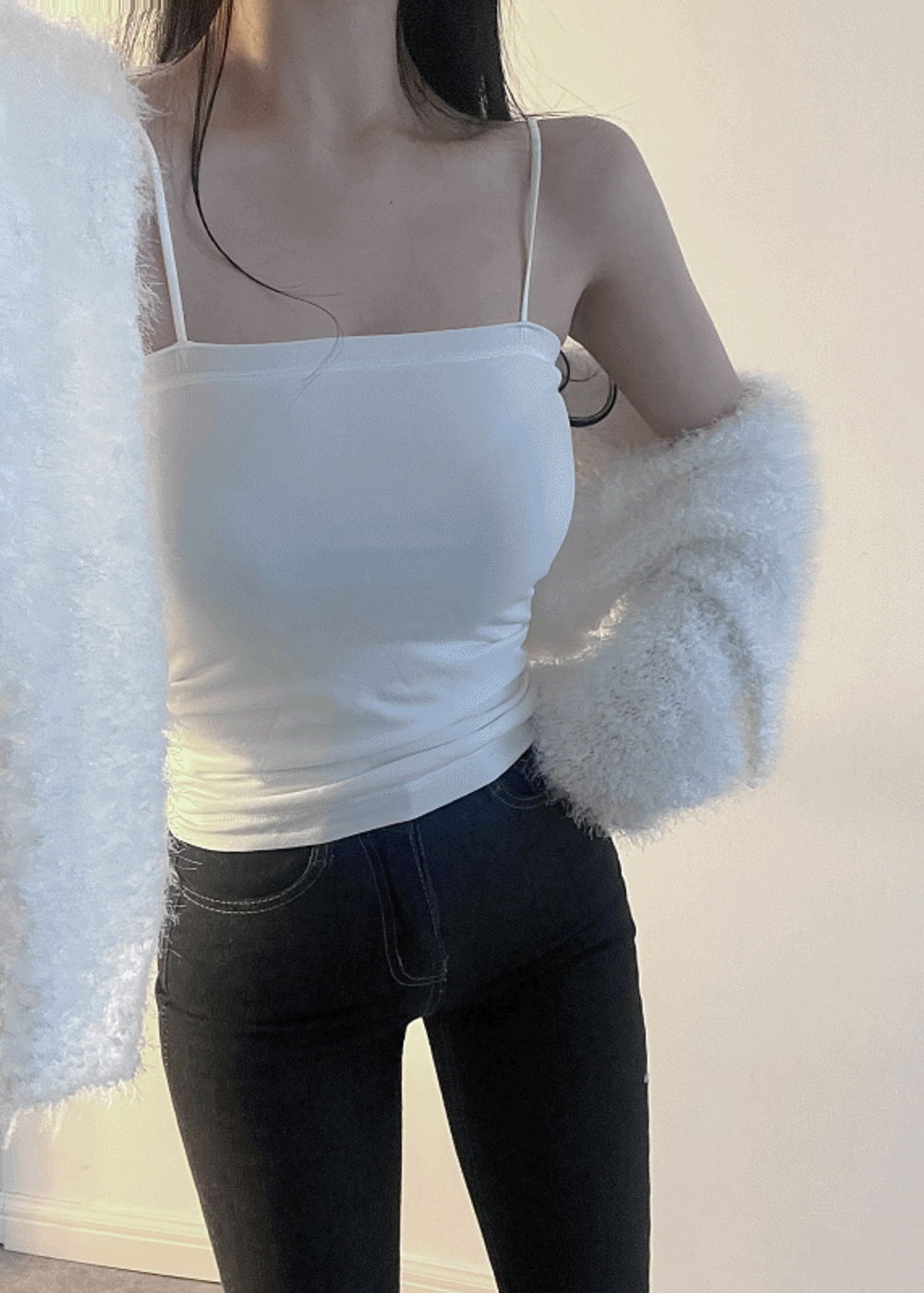 [속안이부들/보온] 슬림 스퀘어넥 끈나시 겨울 이너 민소매 [캡내장/기본2타입] 3컬러