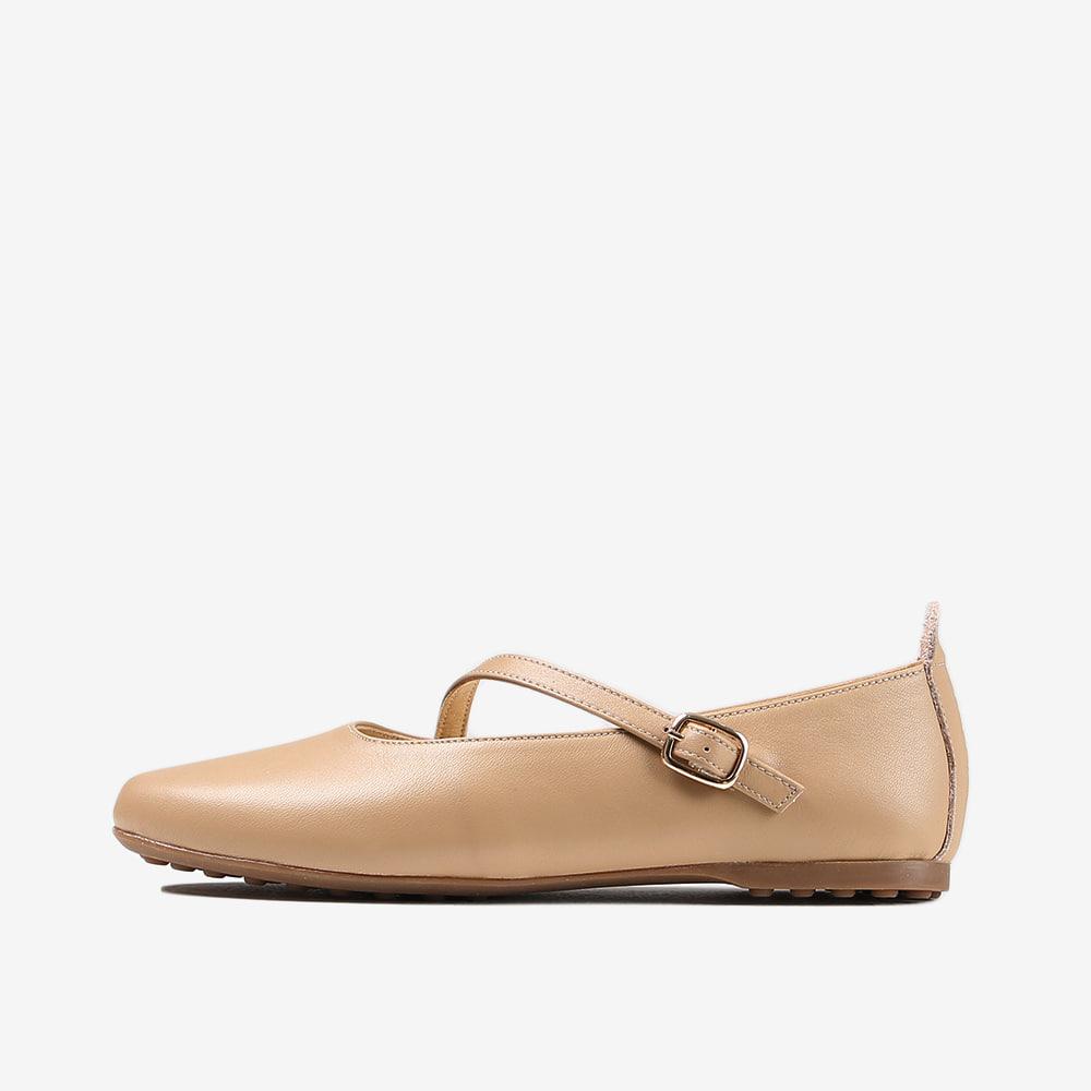 3102 탠베이지 송아지가죽 빅토리 플랫