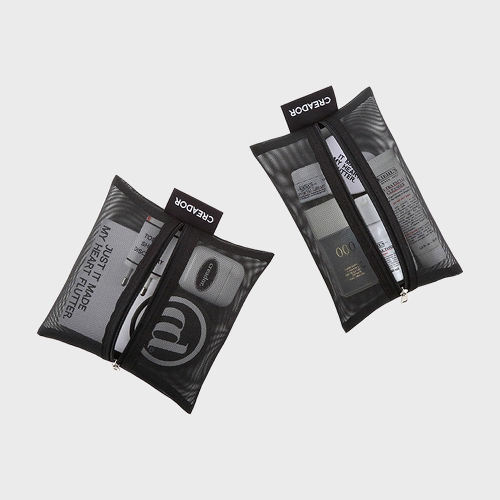 크리아도르 모노메쉬 중앙 지퍼 파우치 (2 size)