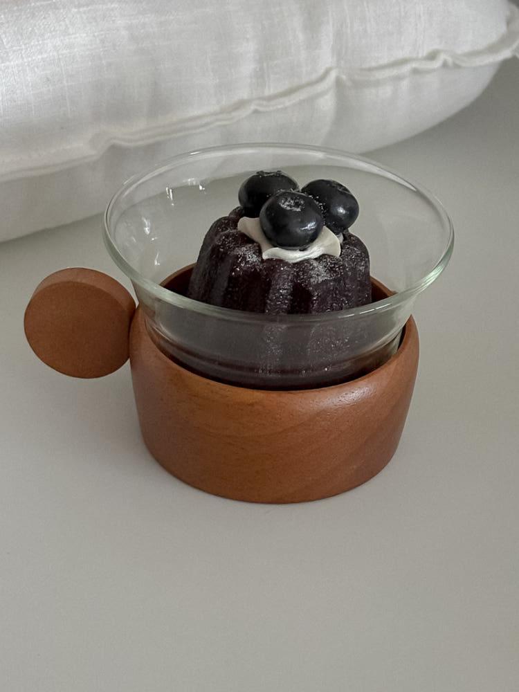 오브젠탈 앤틱 우드 홀더 글라스 컵 세트 요거트 디저트 볼