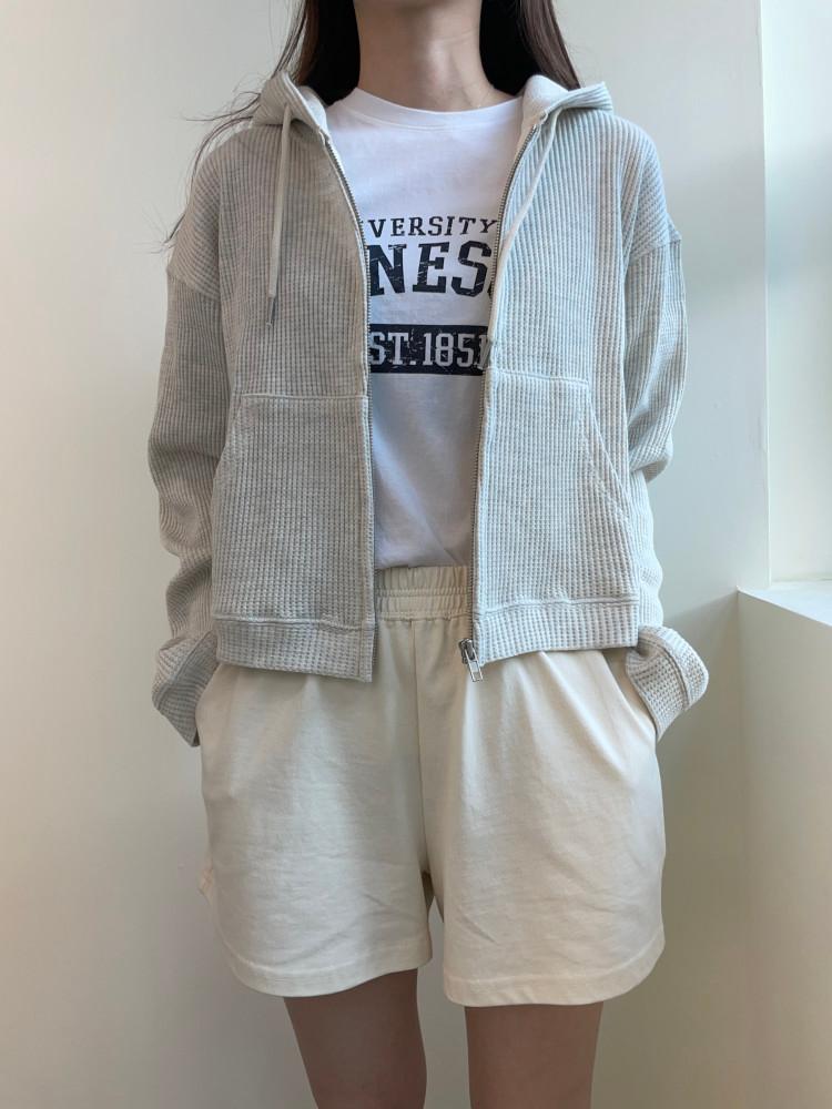 HAUS 하우스 와플 크롭 집업 후드 (3color)