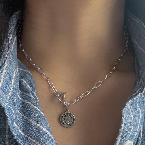 [92.5 silver]로얄슬로건 코인 실버 목걸이