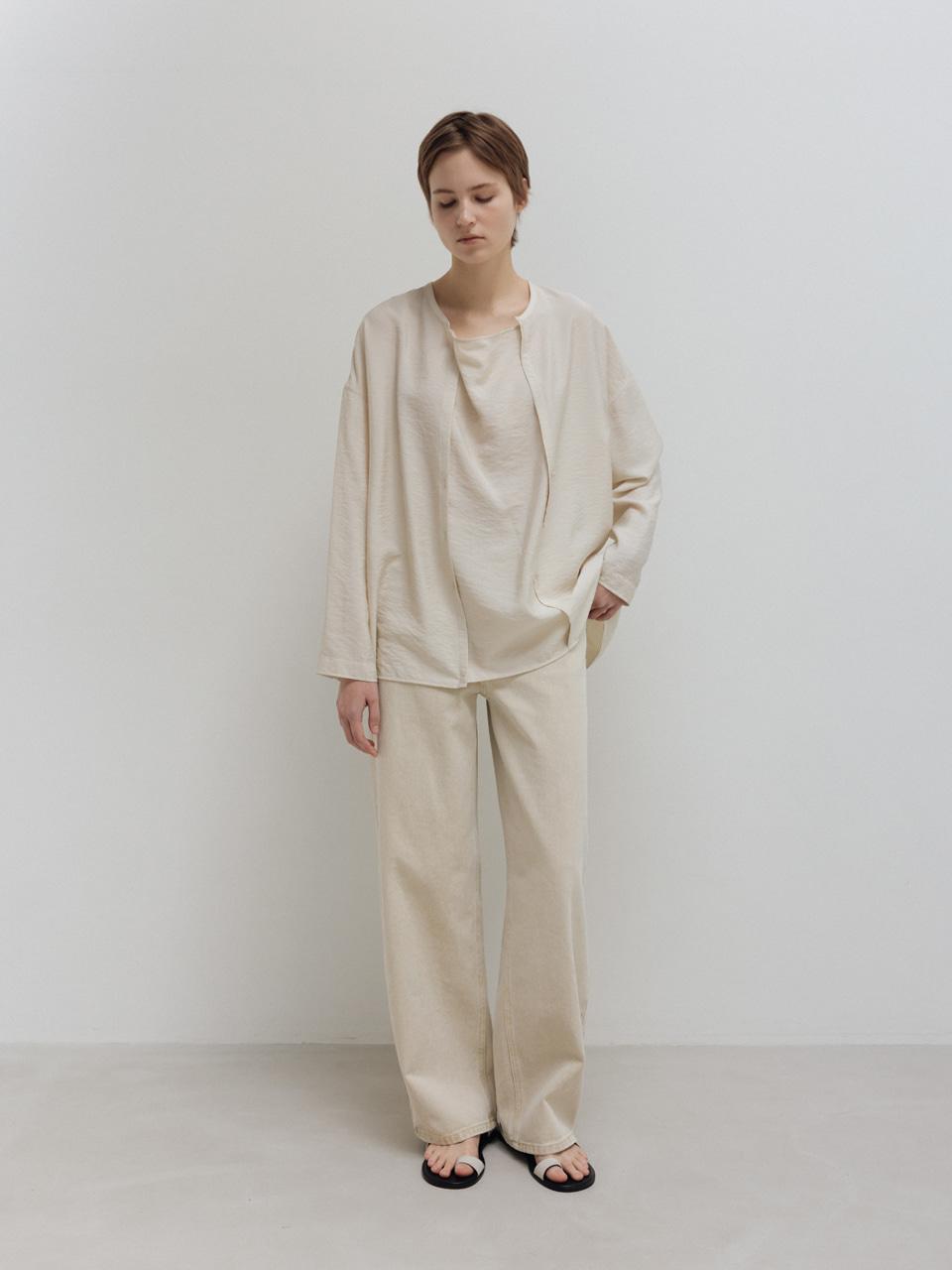 [2nd] 2way drape shirt (oatmeal)