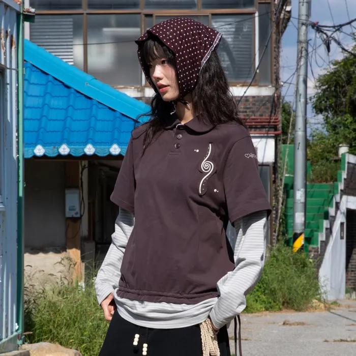 WXT070 모넬로 레이어드 스트라이프 롱슬리브 (BROWN)