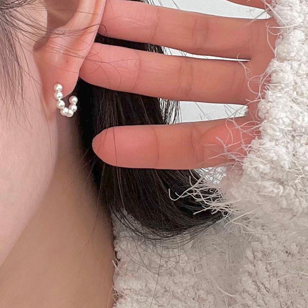 모어티엡 실버 925 오스트리아 진주 심플 링 귀걸이