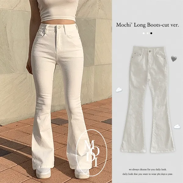모찌 시리즈🤎 [XS~L. MADE] '모찌모찌해- 롱부츠컷ver.' 키작녀 반하이 면 코튼팬츠