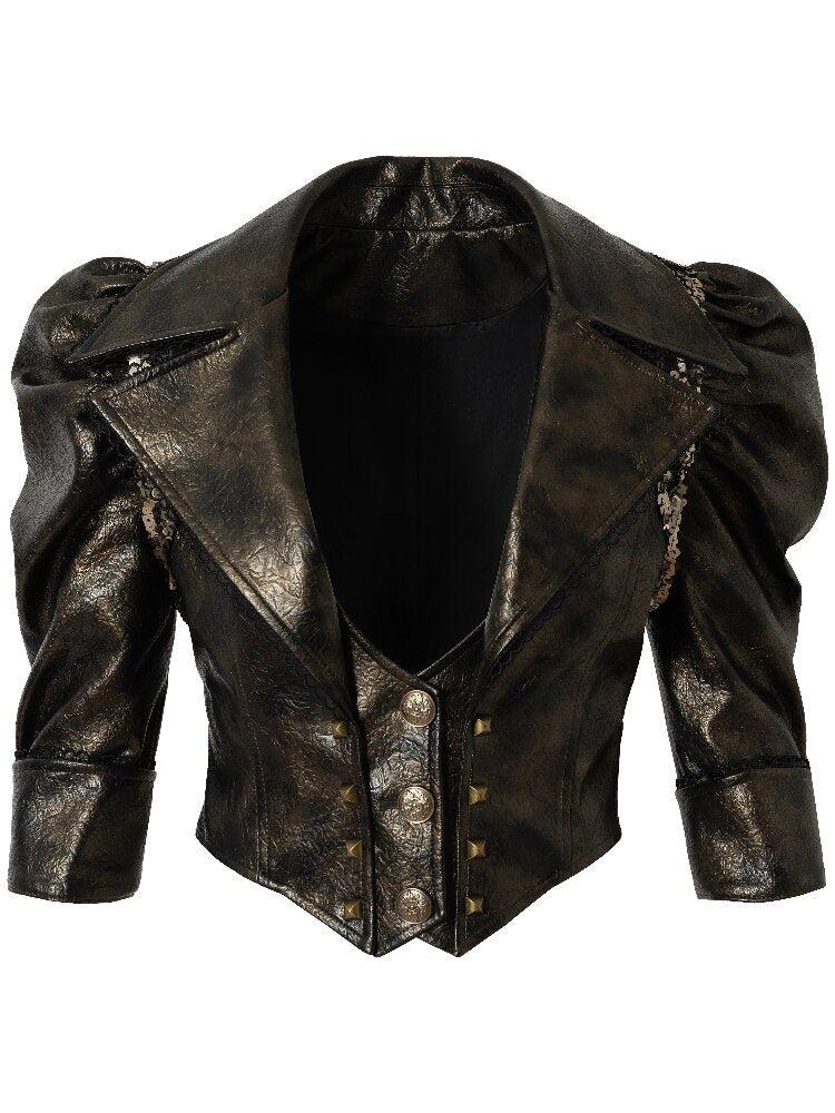 Rock Punk Large Lapel Leather Jacket【s0000015937】