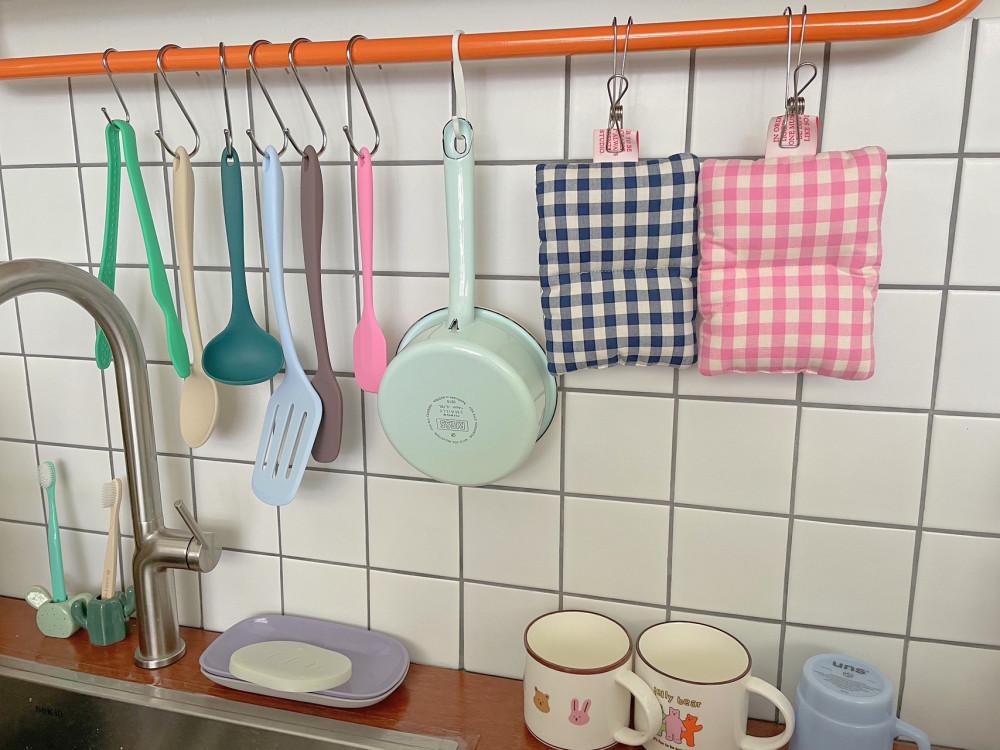 솔스튜디오 비스켓 빈티지 체크 냄비손잡이 주방장갑 받침 패브릭 받침대(6color)