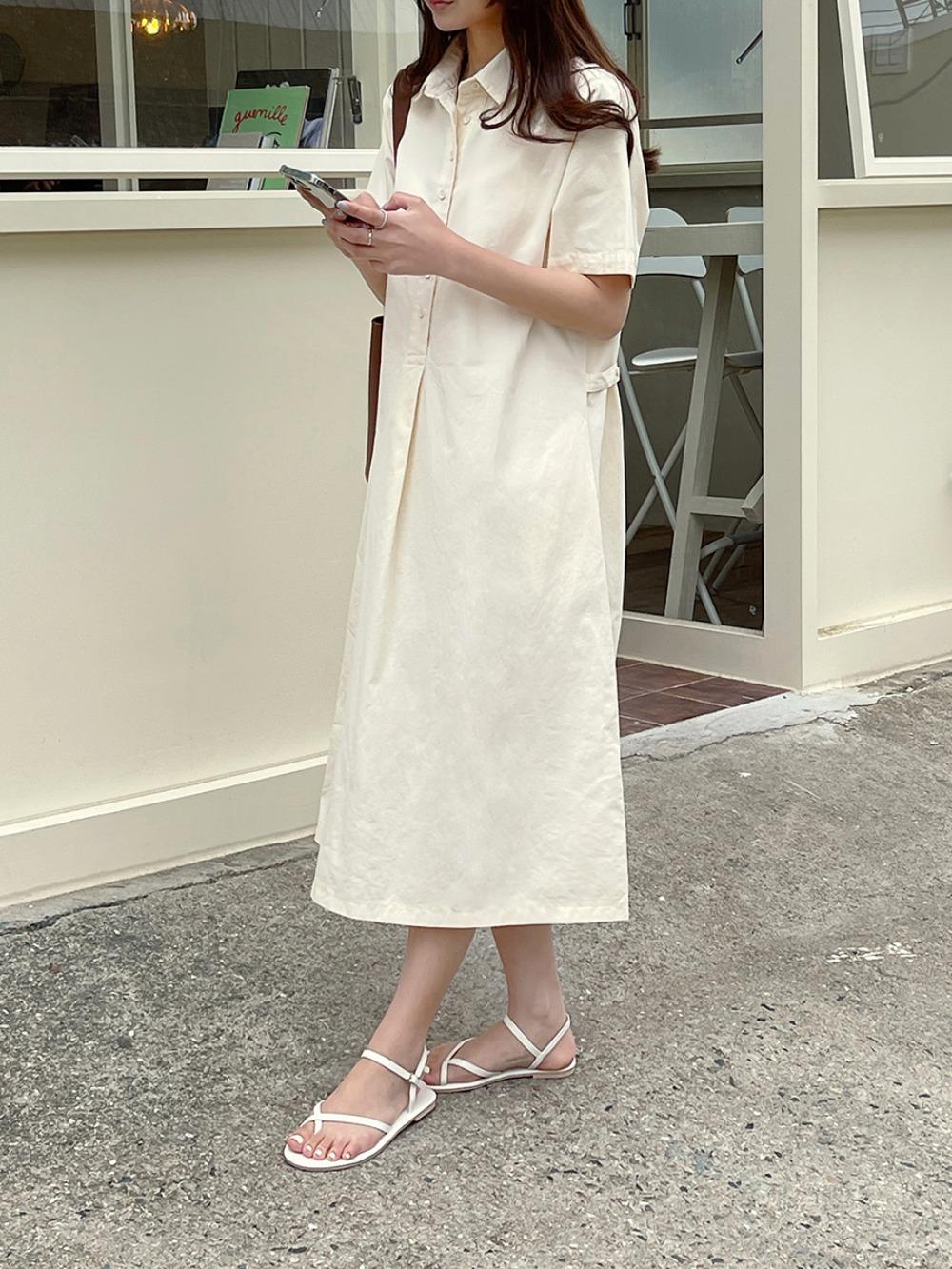 [자체제작]버뮤다 비조 디테일 롱 원피스