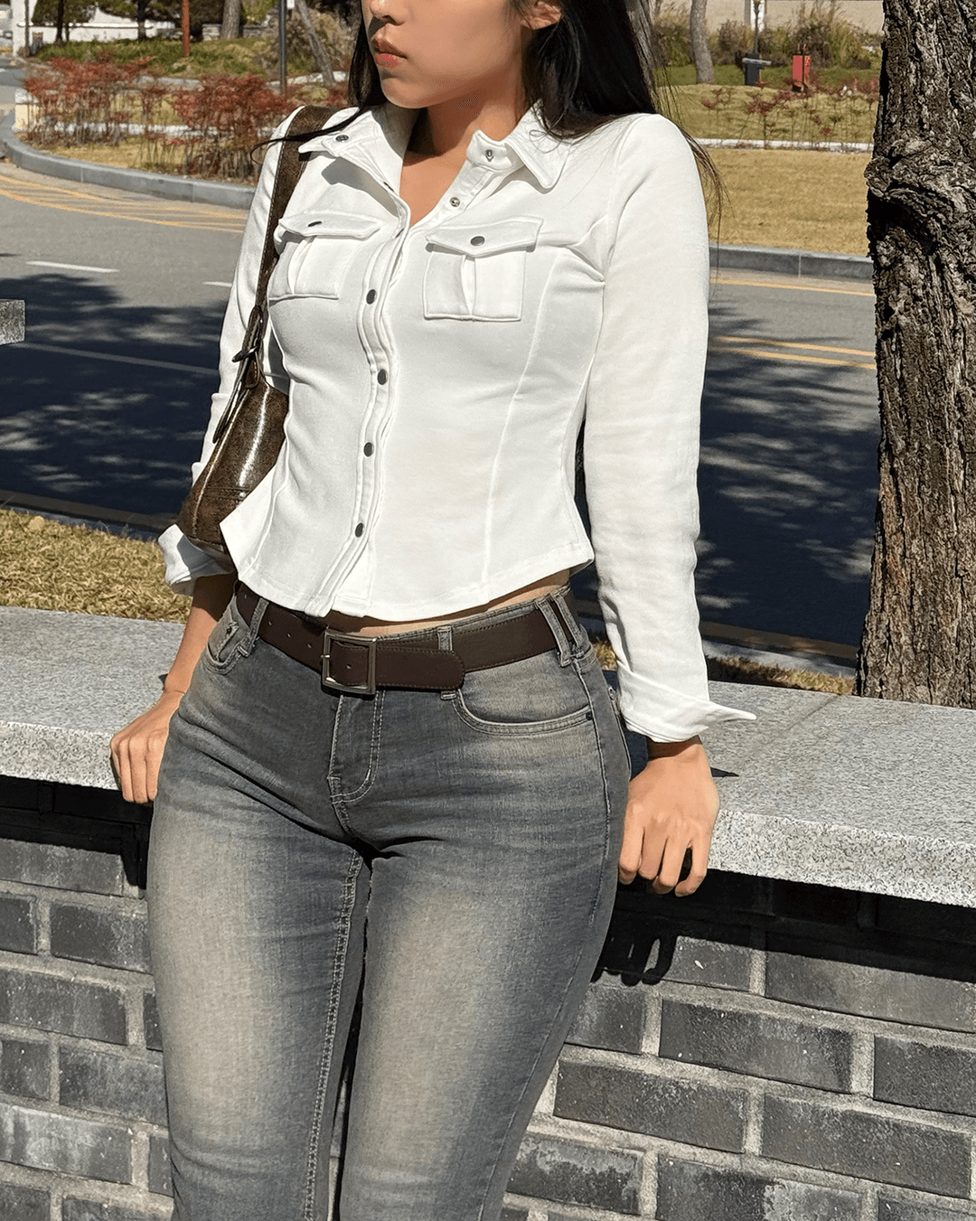 [3컬러/융기모] 스트럭쳐 커브드 스냅 셔츠