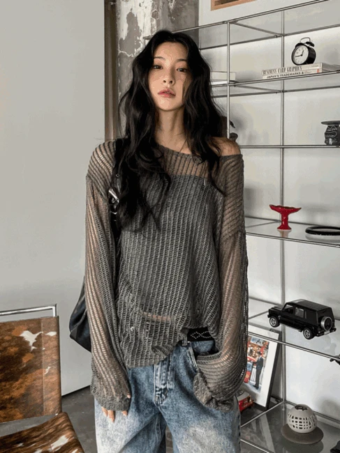 Reki summer square mesh knitwear