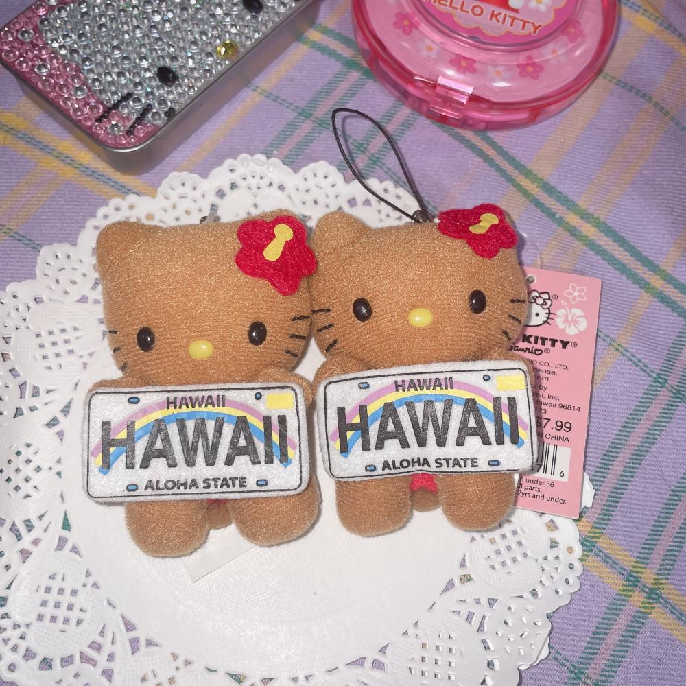 헬로키티 빈티지 하와이 인형 키링 탄 선탠 키티
