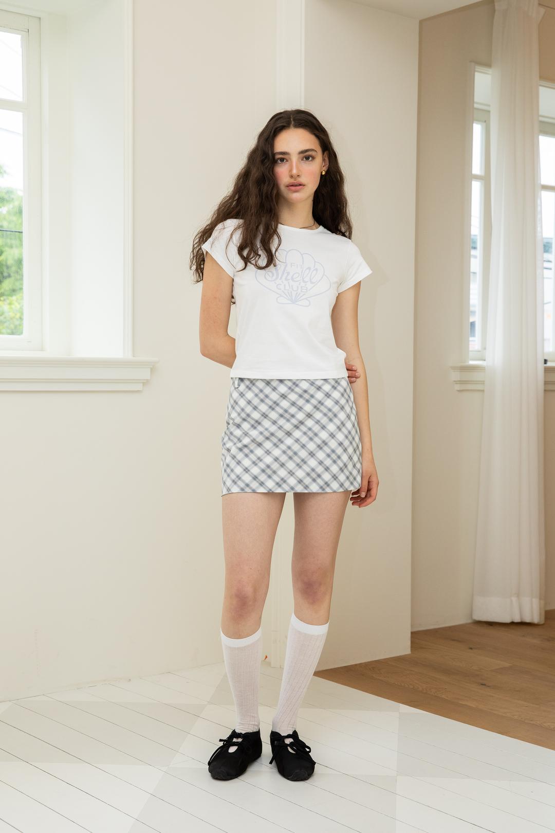 [6/9 예약배송] Check Mini Skirt (soft grey)