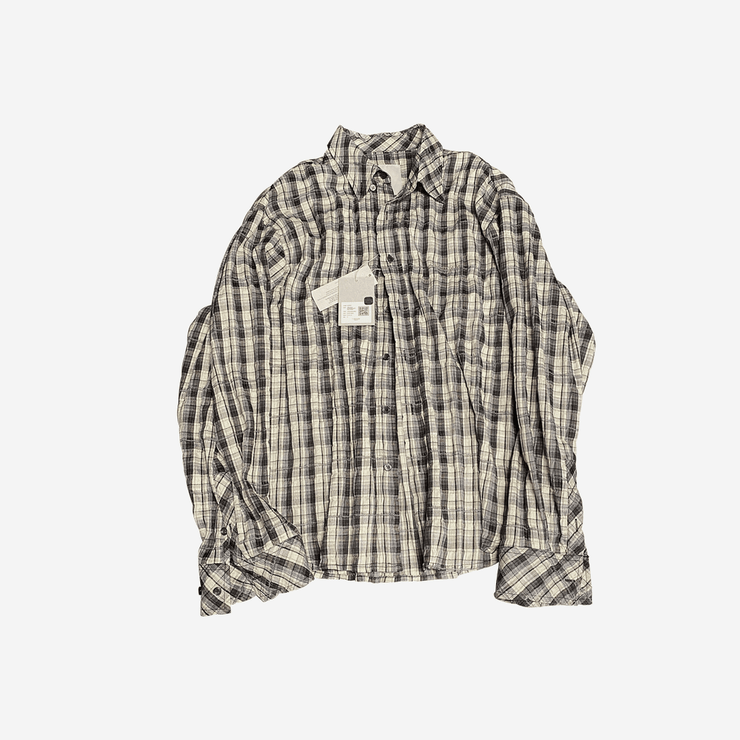 Undermycar Mu.36 Anti Fxxking Logo Play Basic Long Sleeve Check Shirts Blue Black