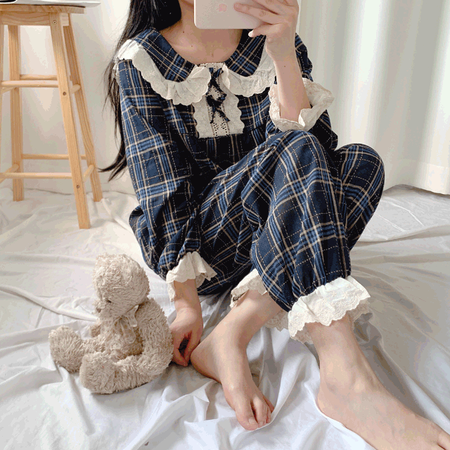 오늘출발 세라 리본 파자마 잠옷 세트 3컬러