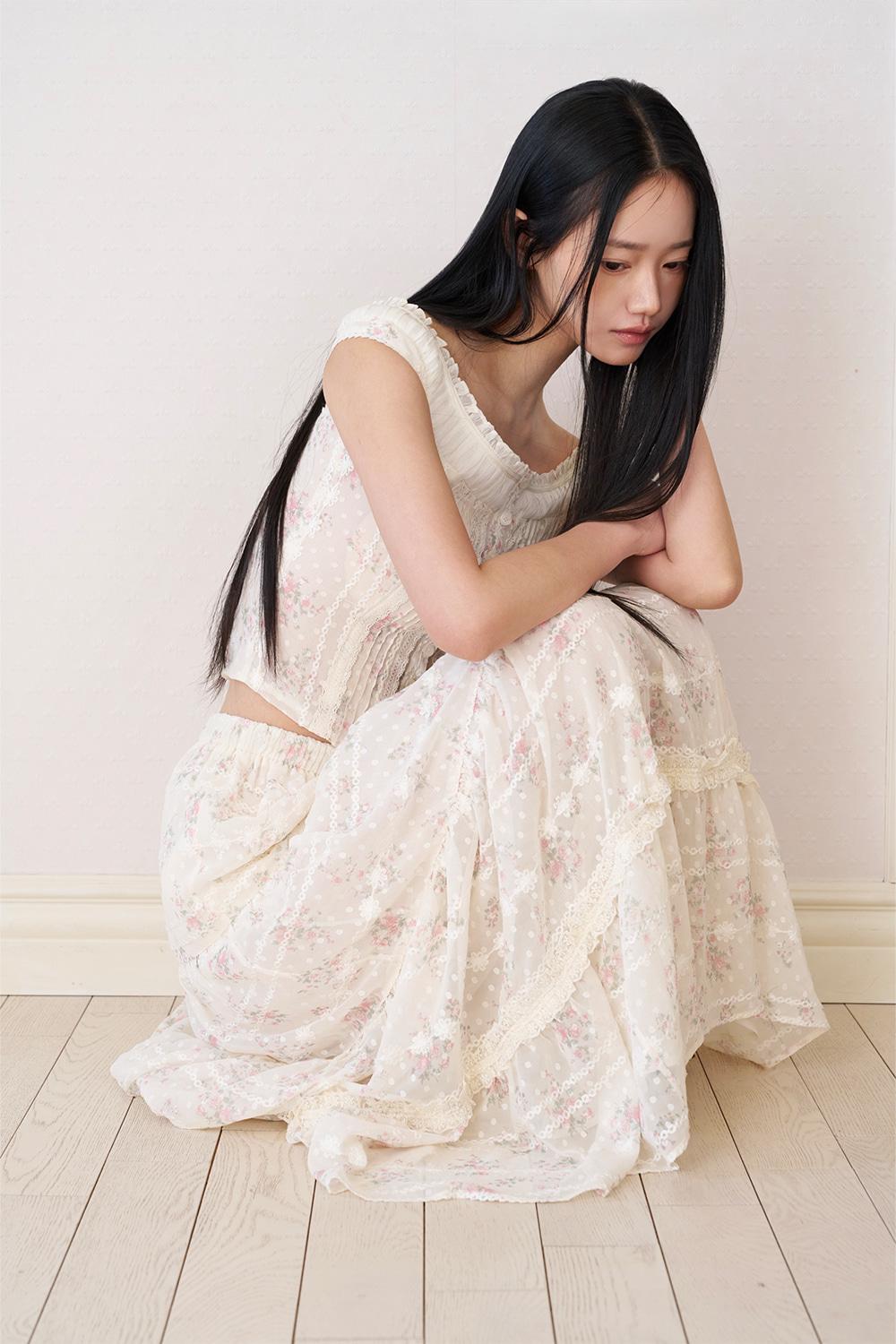 2차) 클라라 로즈 패브릭 스커트